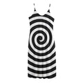 Black And White Swirl Illusion Print Jersey Midi Cami Dress