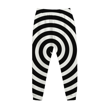 Black And White Swirl Illusion Print Jogger Pants