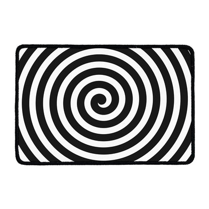 Black And White Swirl Illusion Print Kitchen Mat