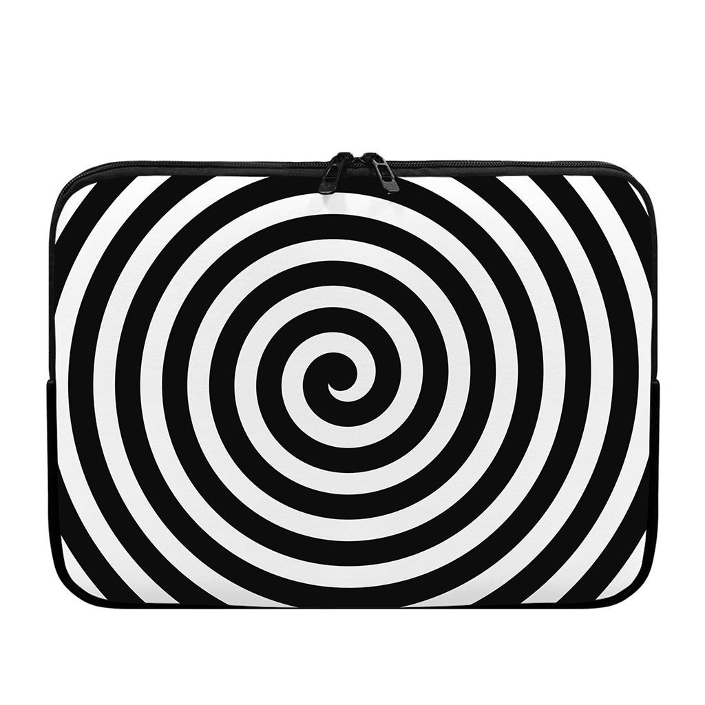 Black And White Swirl Illusion Print Laptop Sleeve
