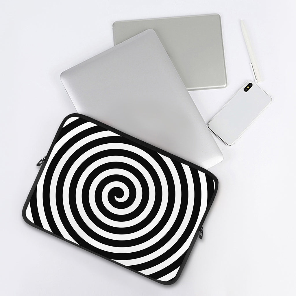 Black And White Swirl Illusion Print Laptop Sleeve