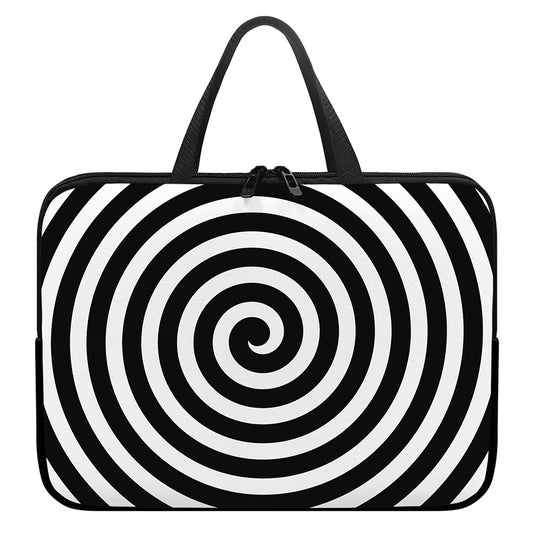 Black And White Swirl Illusion Print Laptop Sleeve With Handle