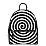 Black And White Swirl Illusion Print Leather Backpack