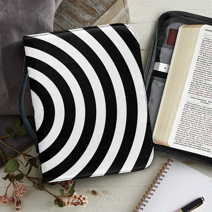Black And White Swirl Illusion Print Leather Bible Cover