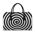 Black And White Swirl Illusion Print Leather Duffel Bag