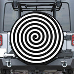 Black And White Swirl Illusion Print Leather Spare Tire Cover