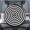 Black And White Swirl Illusion Print Leather Spare Tire Cover