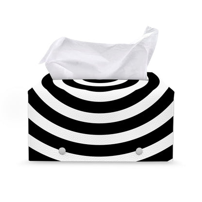 Black And White Swirl Illusion Print Leather Tissue Box Cover