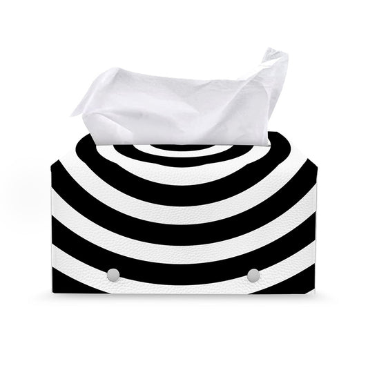 Black And White Swirl Illusion Print Leather Tissue Box Cover