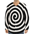 Black And White Swirl Illusion Print Long Sleeve Baseball Jersey