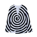 Black And White Swirl Illusion Print Long Sleeve Short Coat