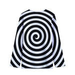 Black And White Swirl Illusion Print Long Sleeve Short Coat