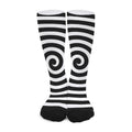 Black And White Swirl Illusion Print Long Socks