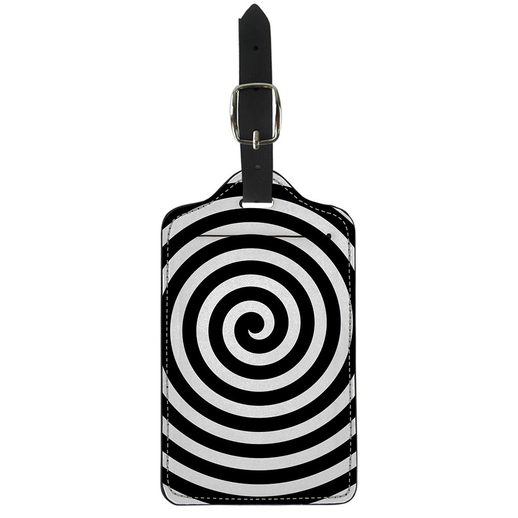 Black And White Swirl Illusion Print Luggage Tag