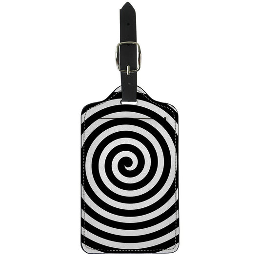 Black And White Swirl Illusion Print Luggage Tag