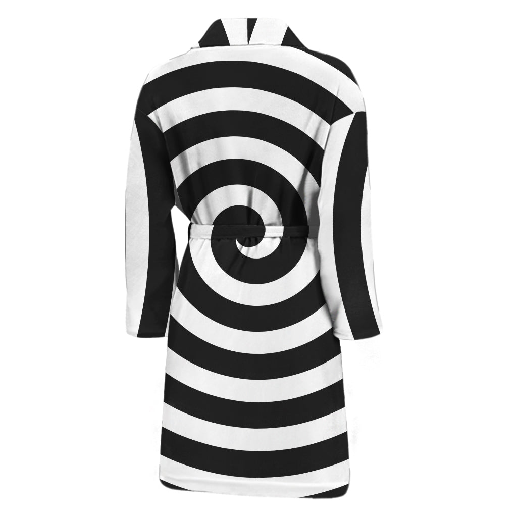 Black And White Swirl Illusion Print Men's Bathrobe