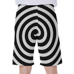 Black And White Swirl Illusion Print Men's Beach Shorts