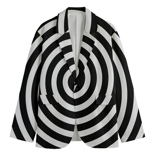 Black And White Swirl Illusion Print Men's Blazer