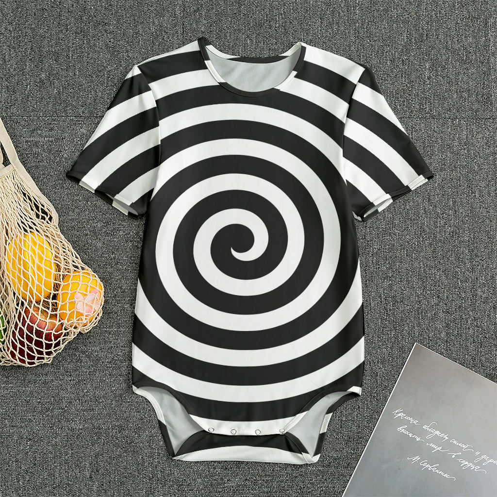 Black And White Swirl Illusion Print Men's Bodysuit
