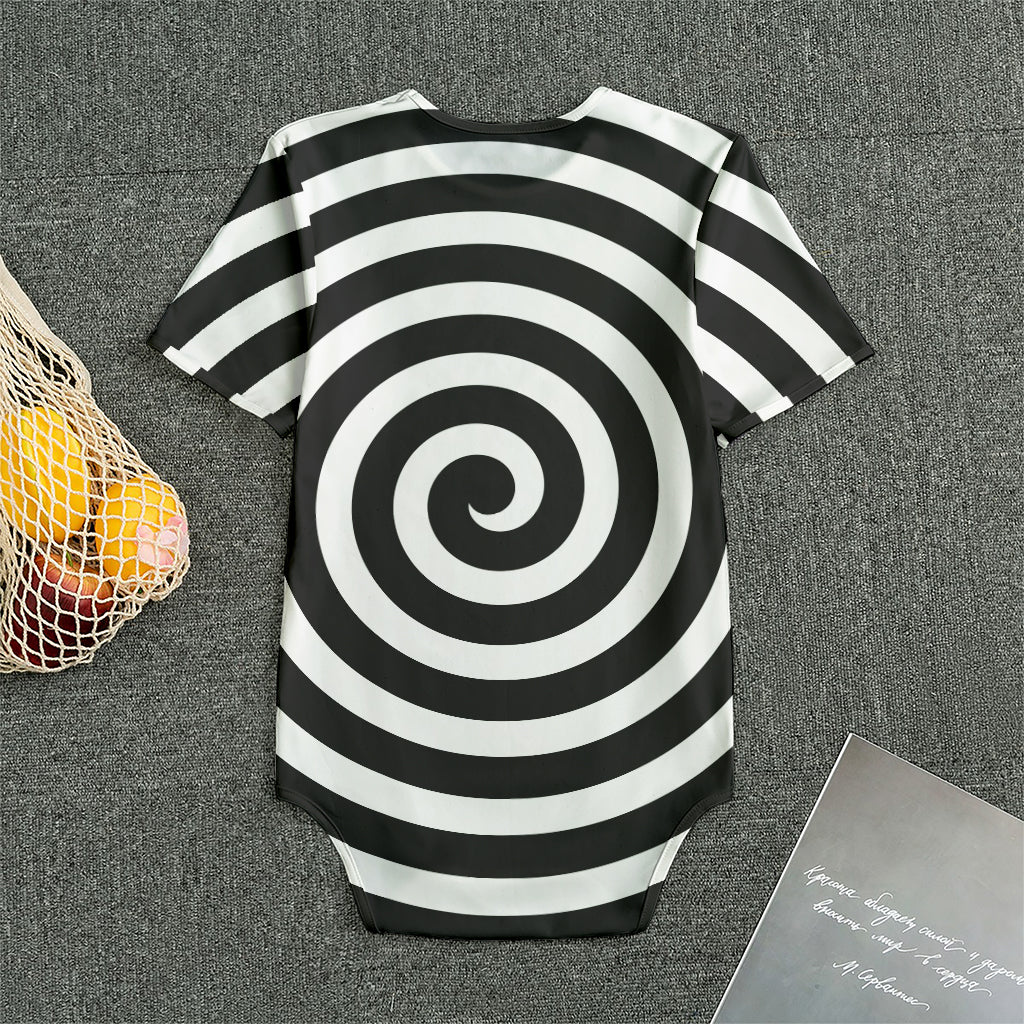 Black And White Swirl Illusion Print Men's Bodysuit
