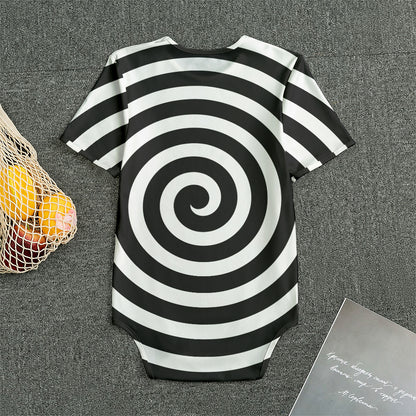 Black And White Swirl Illusion Print Men's Bodysuit
