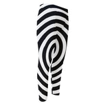 Black And White Swirl Illusion Print Men's Compression Pants