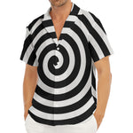 Black And White Swirl Illusion Print Men's Deep V-Neck Shirt