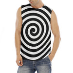 Black And White Swirl Illusion Print Men's Fitness Tank Top