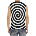 Black And White Swirl Illusion Print Men's Fitness Tank Top