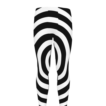 Black And White Swirl Illusion Print Men's leggings