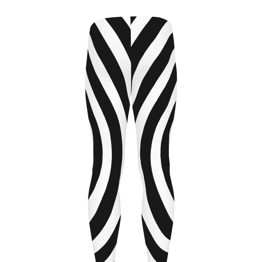 Black And White Swirl Illusion Print Men's leggings