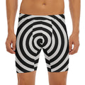 Black And White Swirl Illusion Print Men's Long Boxer Briefs