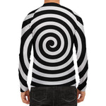 Black And White Swirl Illusion Print Men's Long Sleeve Rash Guard