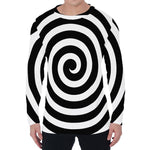 Black And White Swirl Illusion Print Men's Long Sleeve T-Shirt
