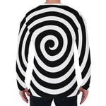 Black And White Swirl Illusion Print Men's Long Sleeve T-Shirt