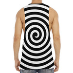 Black And White Swirl Illusion Print Men's Muscle Tank Top