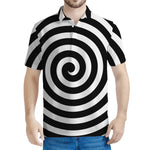 Black And White Swirl Illusion Print Men's Polo Shirt