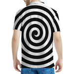 Black And White Swirl Illusion Print Men's Polo Shirt