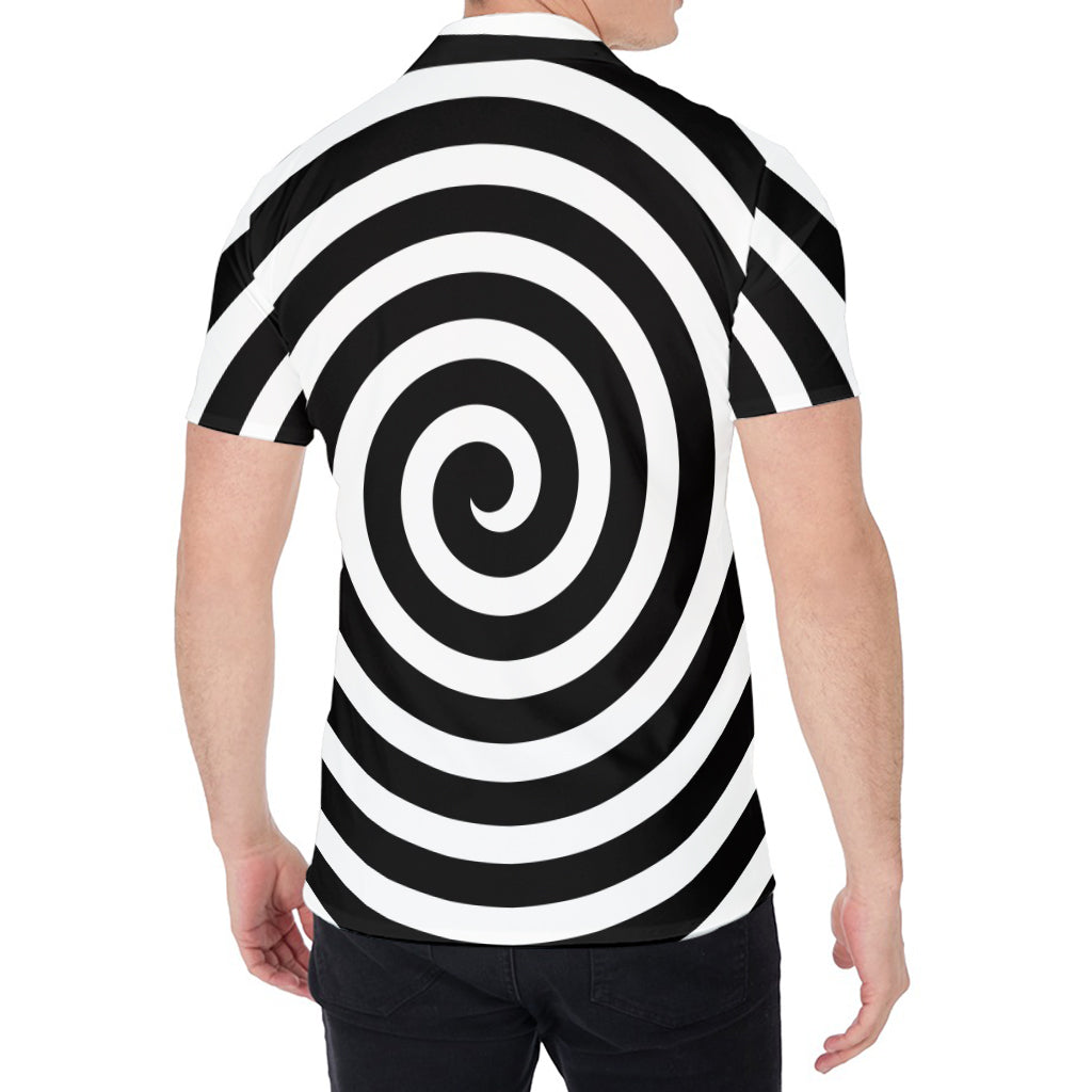 Black And White Swirl Illusion Print Men's Shirt