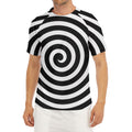 Black And White Swirl Illusion Print Men's Short Sleeve Rash Guard