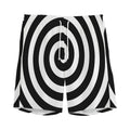 Black And White Swirl Illusion Print Men's Athletic Shorts