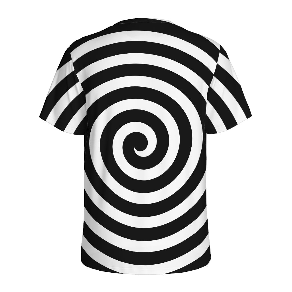 Black And White Swirl Illusion Print Men's Sports T-Shirt