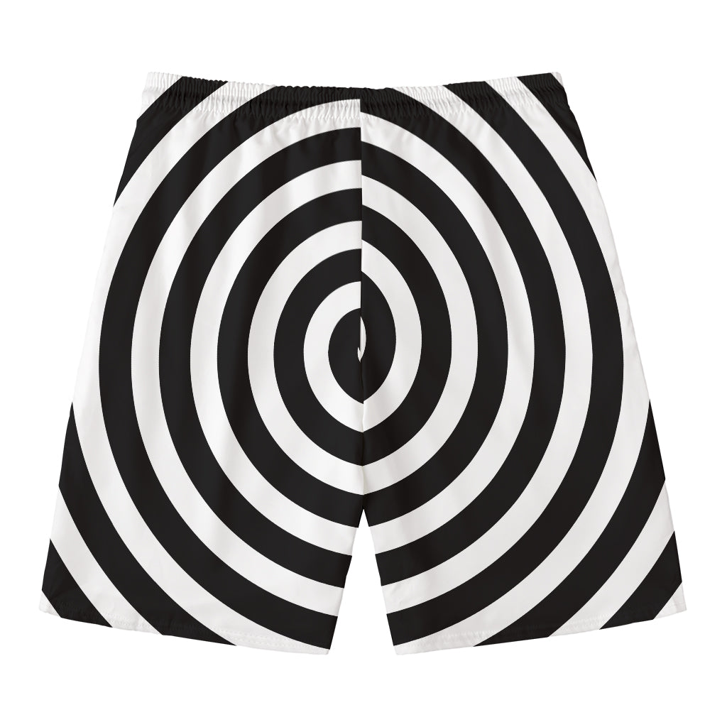 Black And White Swirl Illusion Print Men's Swim Trunks