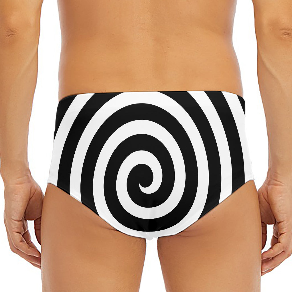 Black And White Swirl Illusion Print Men's Triangle Swim Briefs