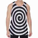 Black And White Swirl Illusion Print Men's Velvet Tank Top