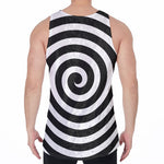 Black And White Swirl Illusion Print Men's Velvet Tank Top