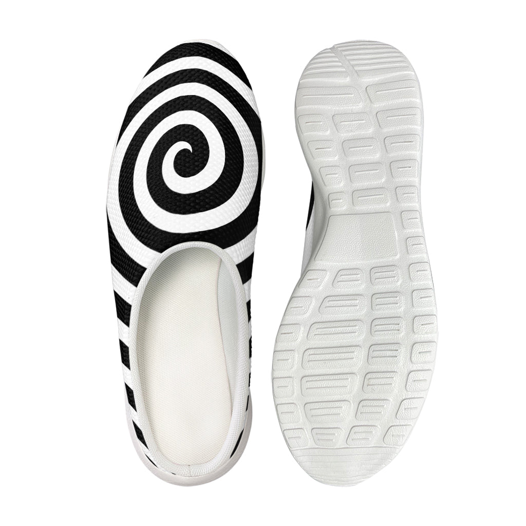 Black And White Swirl Illusion Print Mesh Casual Shoes