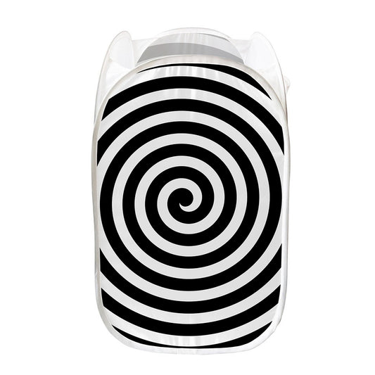 Black And White Swirl Illusion Print Mesh Laundry Hamper