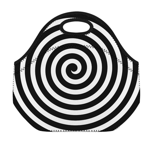 Black And White Swirl Illusion Print Neoprene Lunch Bag