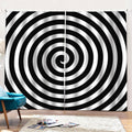 Black And White Swirl Illusion Print Pencil Pleat Curtains